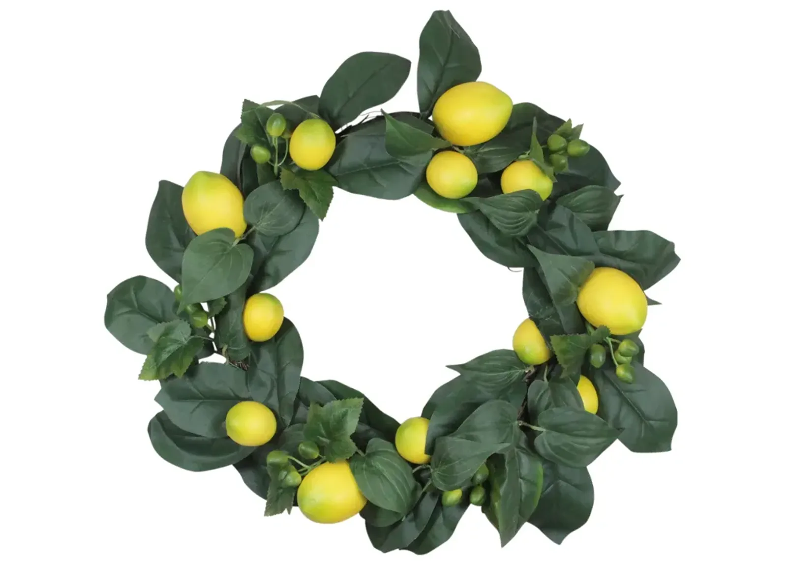 Lemon and Foliage Artificial Wreath  Yellow 22-Inch