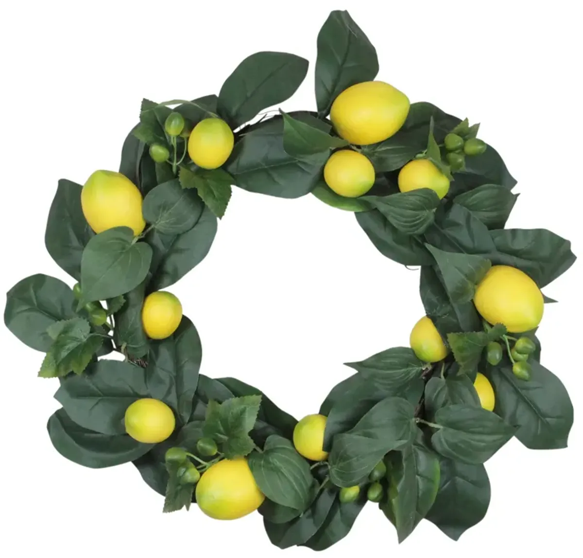 Lemon and Foliage Artificial Wreath  Yellow 22-Inch