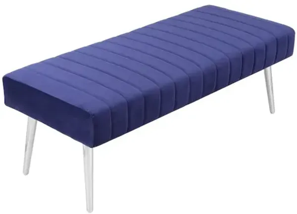 Pangea Home Hilda Bench Velvet Navy