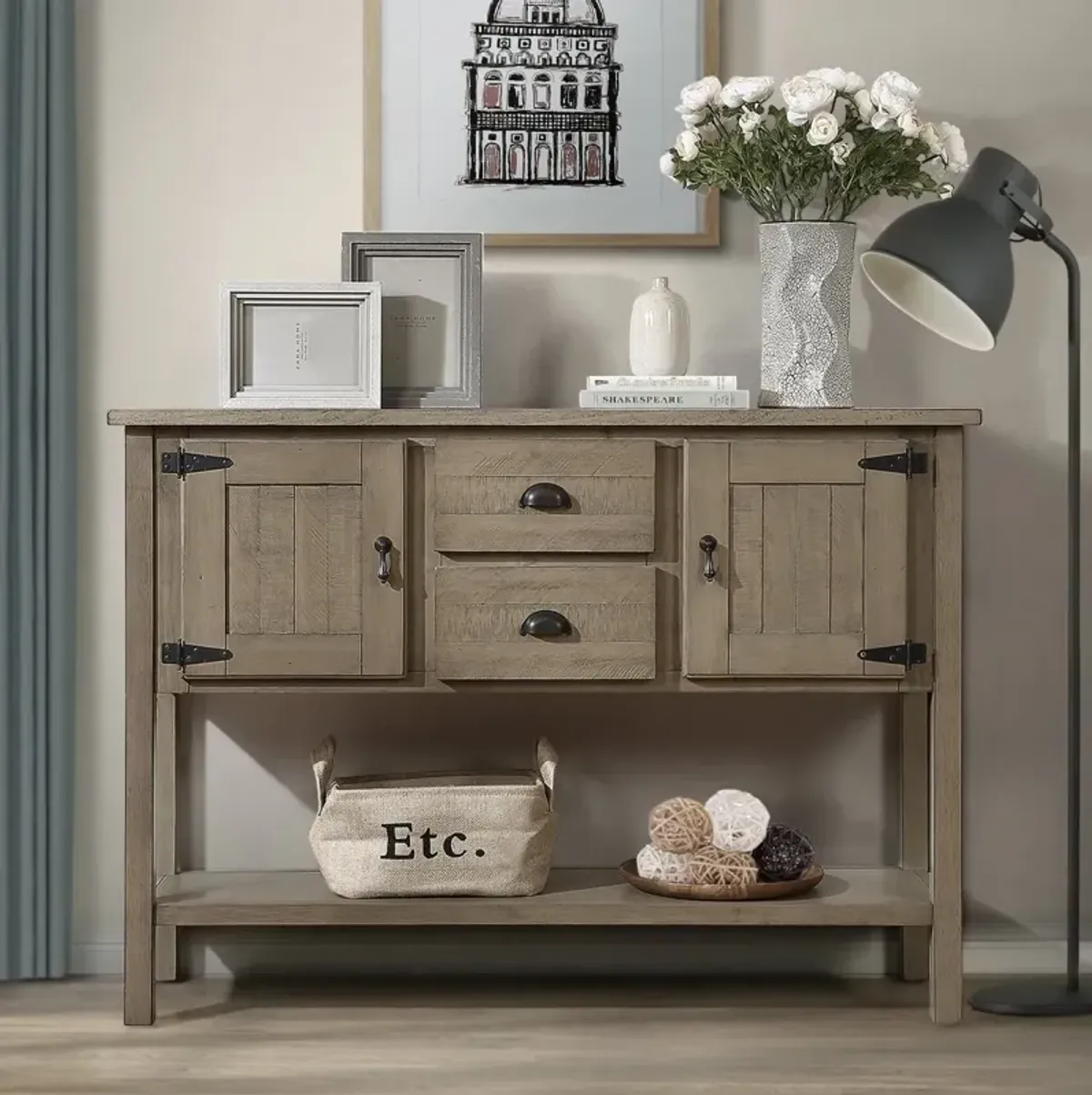 Rustic Retro Sideboard Console Table with Storage