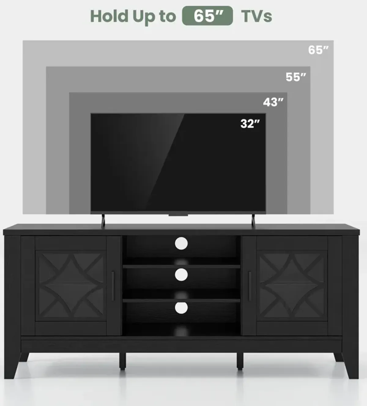 Farmhouse TV Stand for TVs Up to 65 Inches 4 Adjustable Shelves