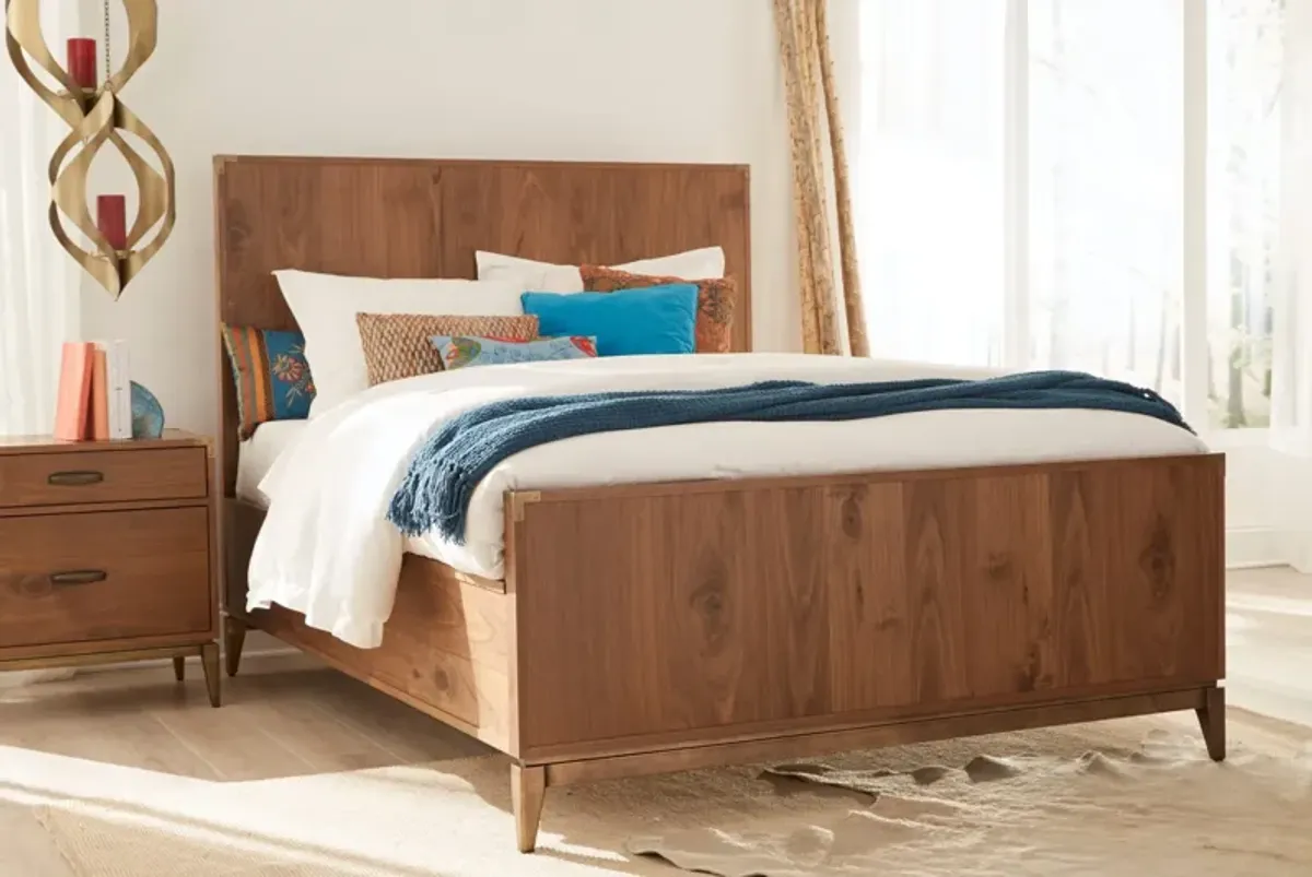 Adler Queen-size Panel Bed in Natural Walnut