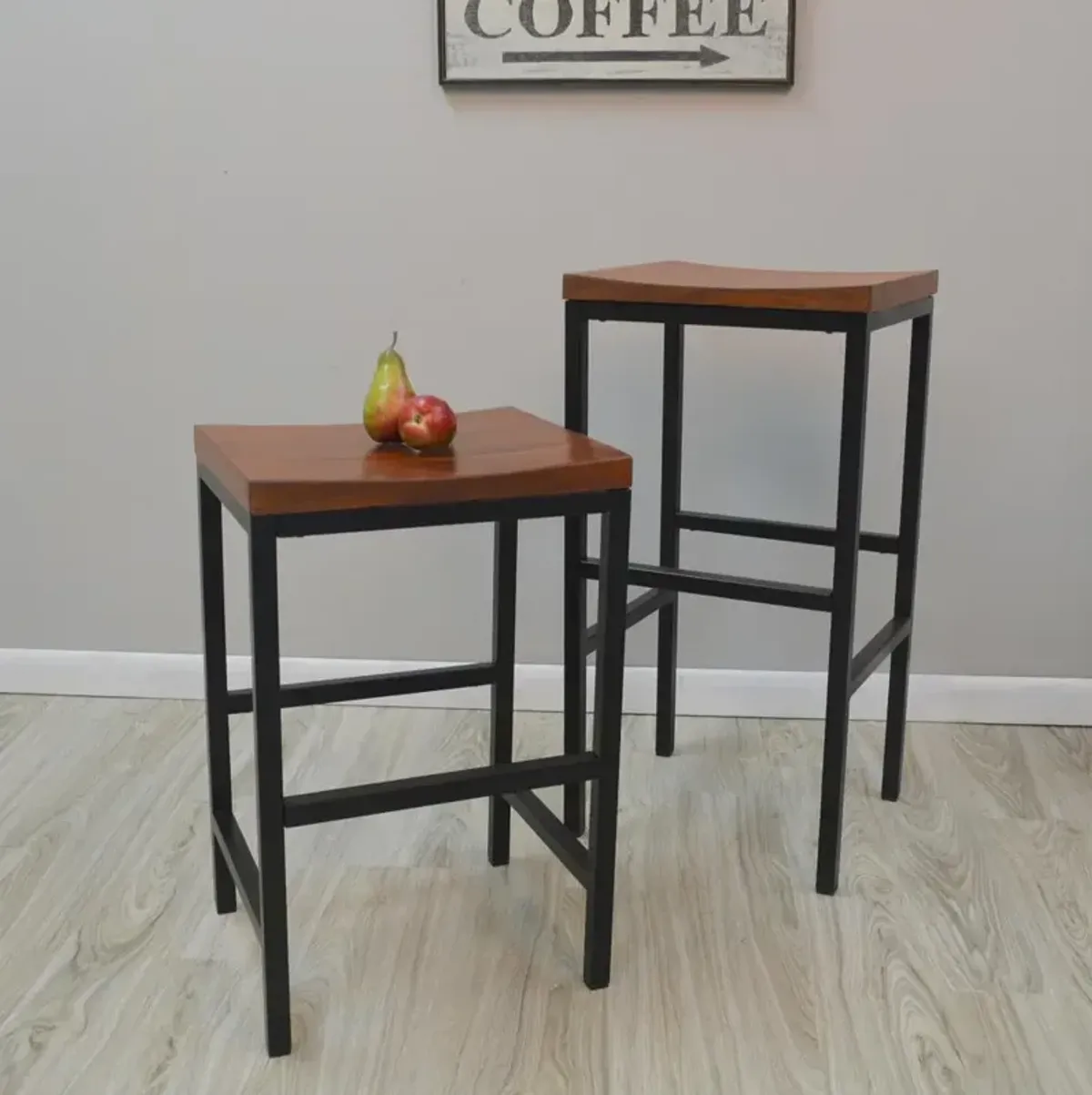 Carolina Living Aileen 24 Counter Stool - Chestnut/Black