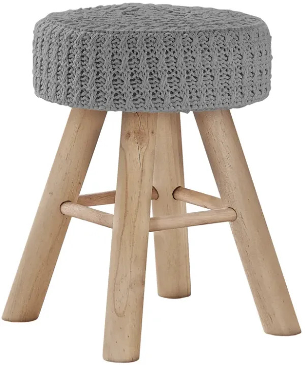 Monarch Specialties I 9007 Ottoman, Pouf, Footrest, Foot Stool, 12" Round, Velvet, Wood Legs, Contemporary, Modern