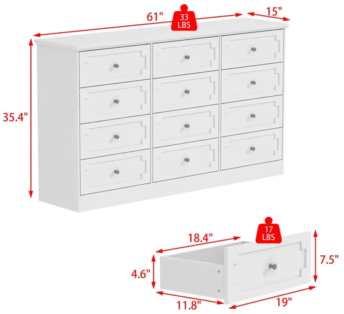 12- Drawer Dresser For Bedroom