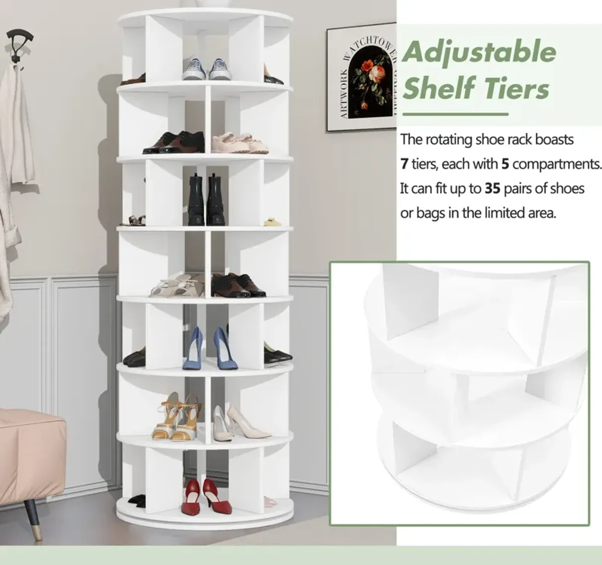 Merax 7-Tier Spinning Shoe Shelf Display Rack