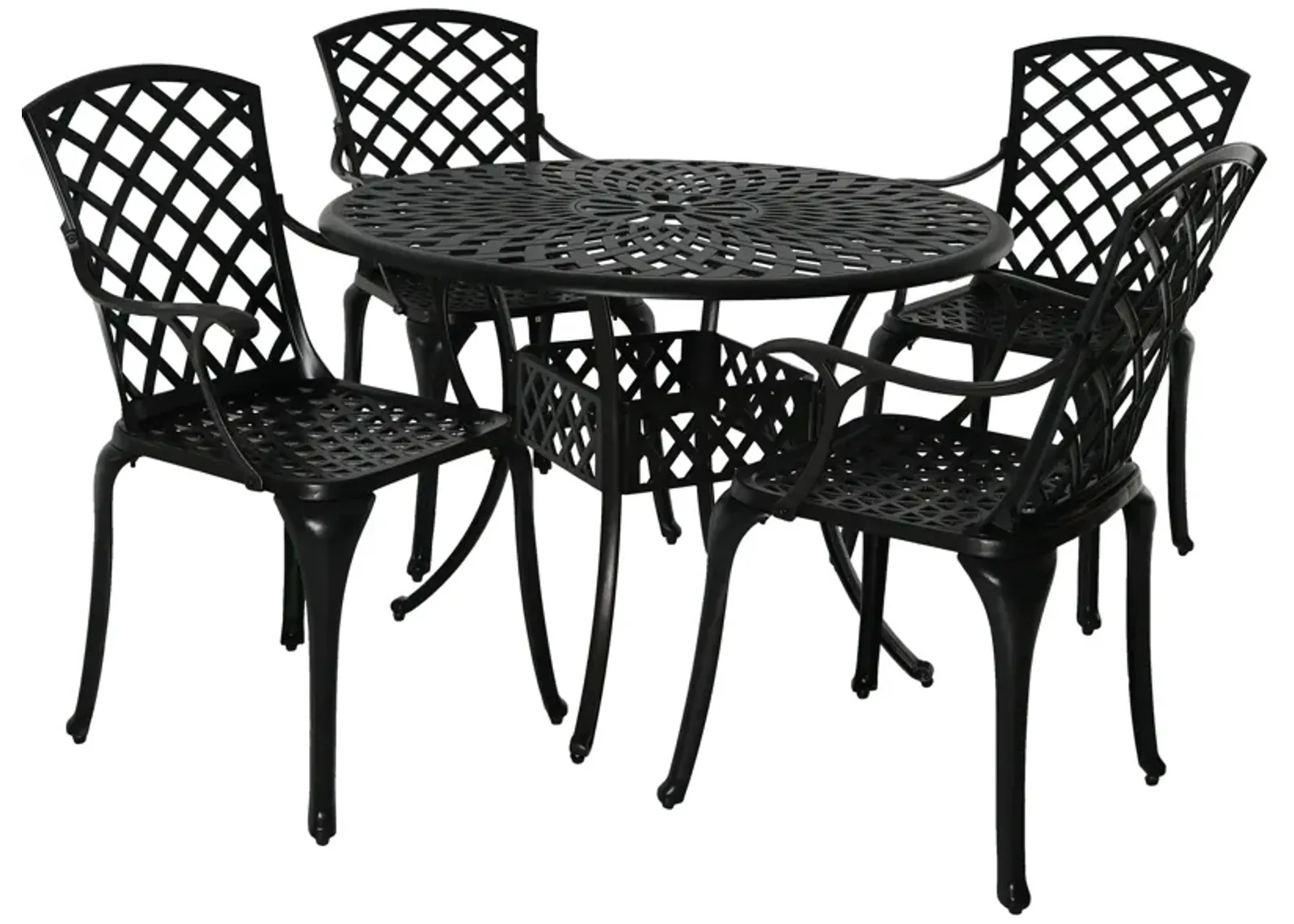 Sunnydaze Crossweave Design Cast Aluminum 5-Piece Patio Dining Set - Black