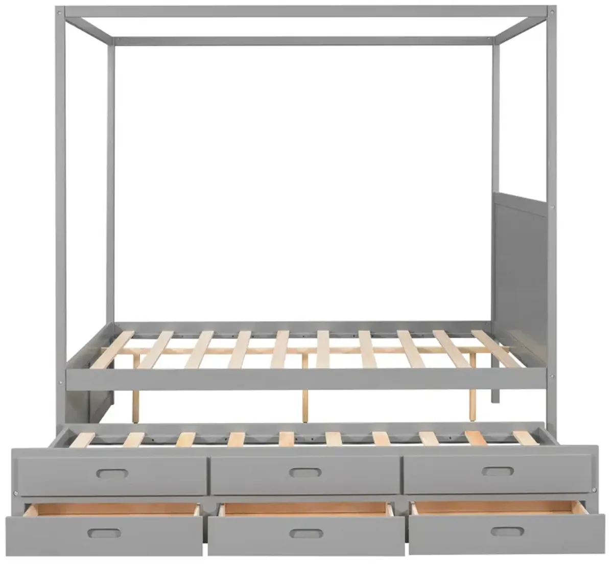 Merax Canopy Platform Bed with Trundle and  Storage Drawers