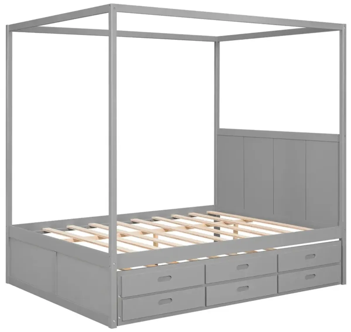 Merax Canopy Platform Bed with Trundle and  Storage Drawers