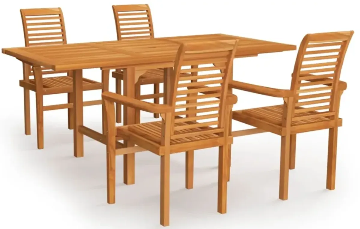 vidaXL 5 Piece Garden Dining Set Solid Teak Wood