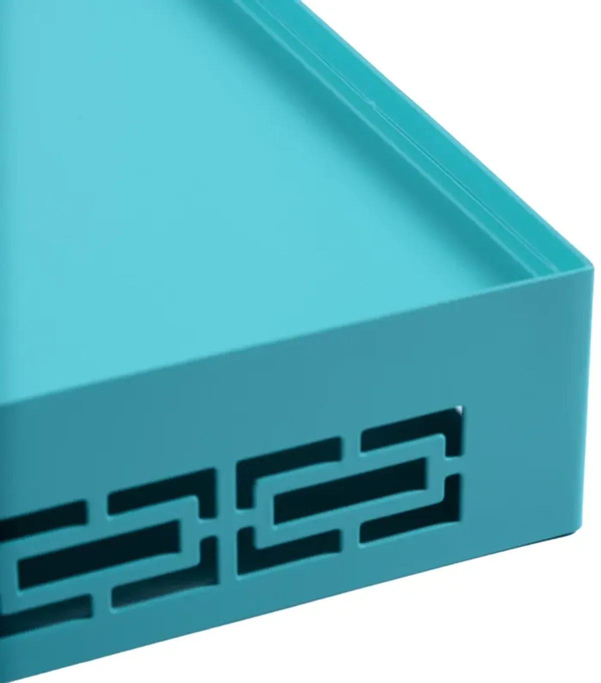 Breeze Block Metal Serving Tray + Stand Set-Turquoise