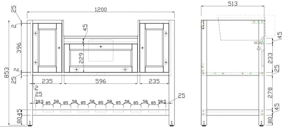 Solid Wood Bathroom Vanities Without Tops 48 In. W X 20 In. D X 33.60 In. H Bathroom Vanity In Green