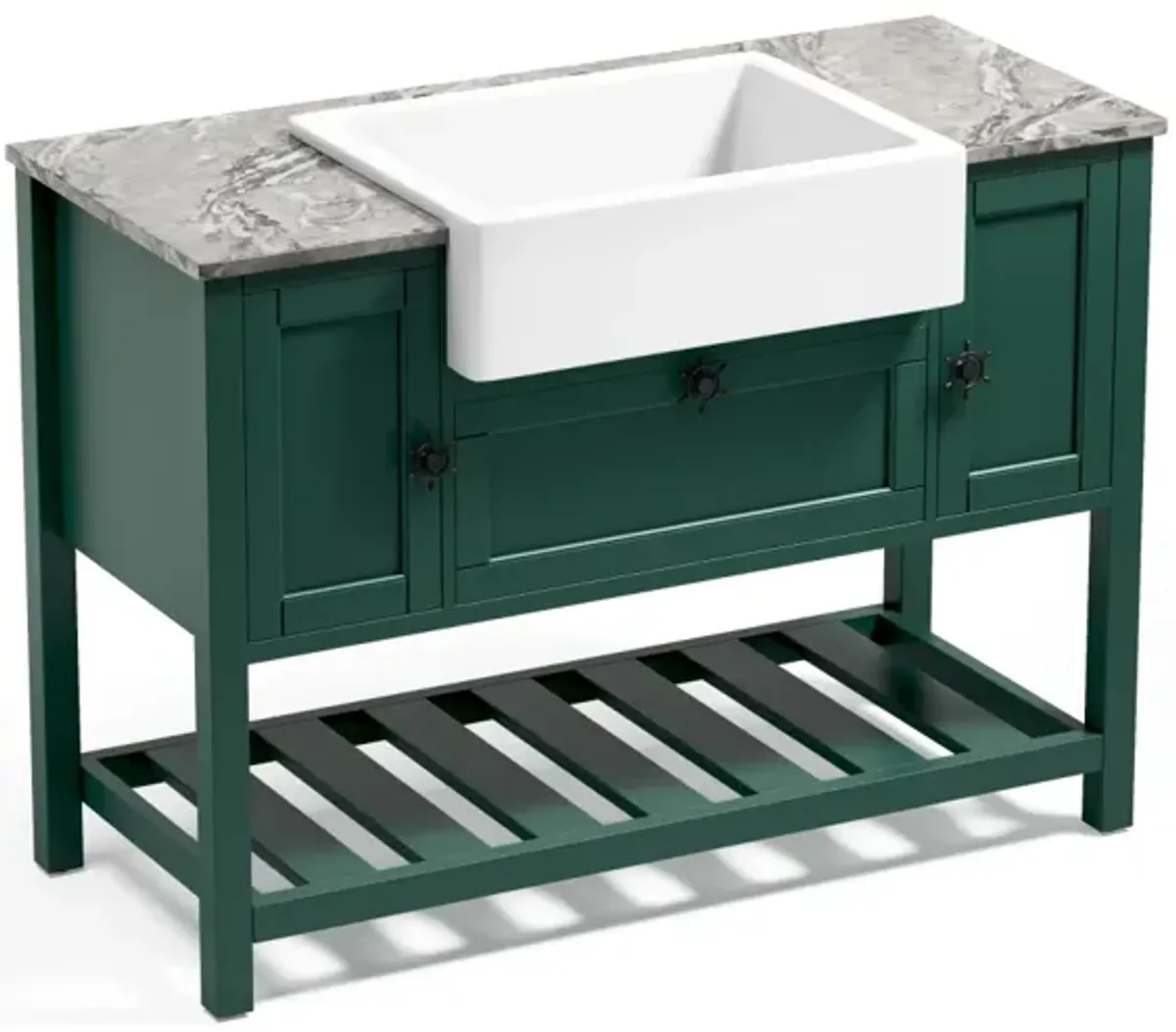 Solid Wood Bathroom Vanities Without Tops 48 In. W X 20 In. D X 33.60 In. H Bathroom Vanity In Green