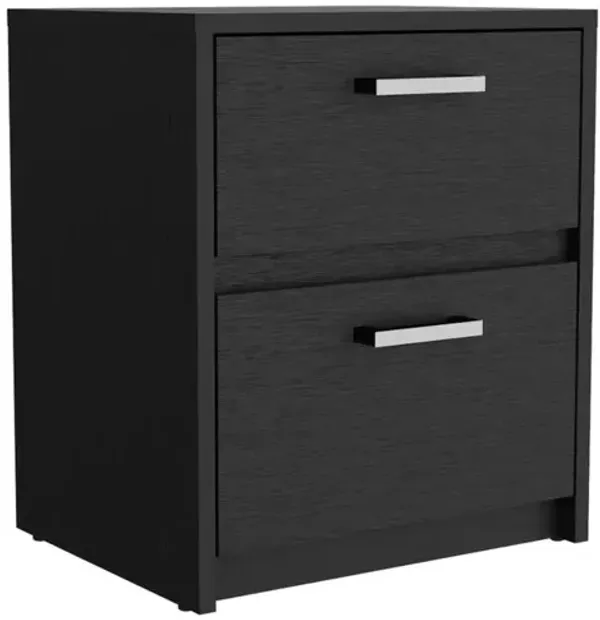 DEPOT E-SHOP Bethel 2 Drawers Nightstand with Handles, Black