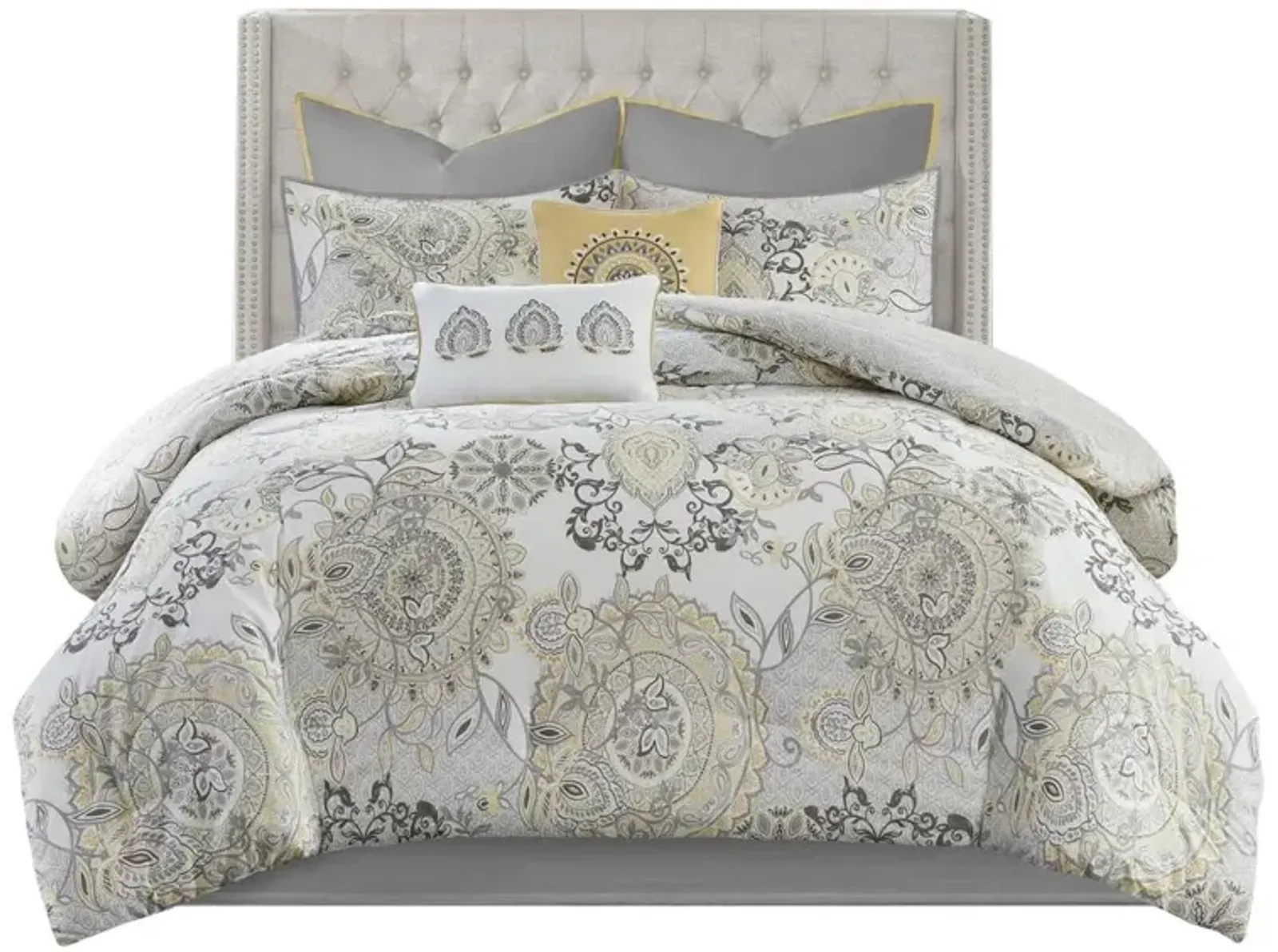 Belen Kox 8 Piece Cotton Floral Printed Reversible Comforter Set, Cal King, Belen Kox