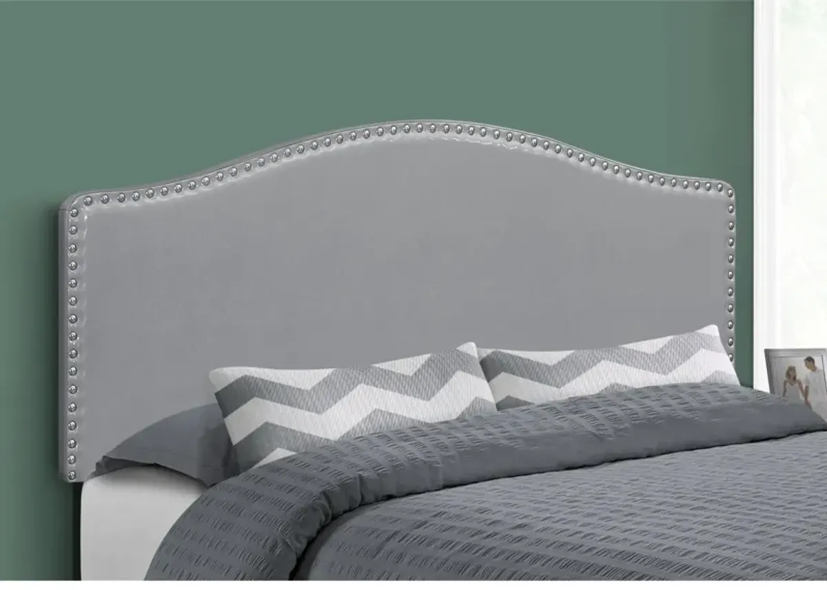 Bed, Headboard Only, Queen Size, Bedroom, Upholstered, Pu Leather Look, Grey, Transitional