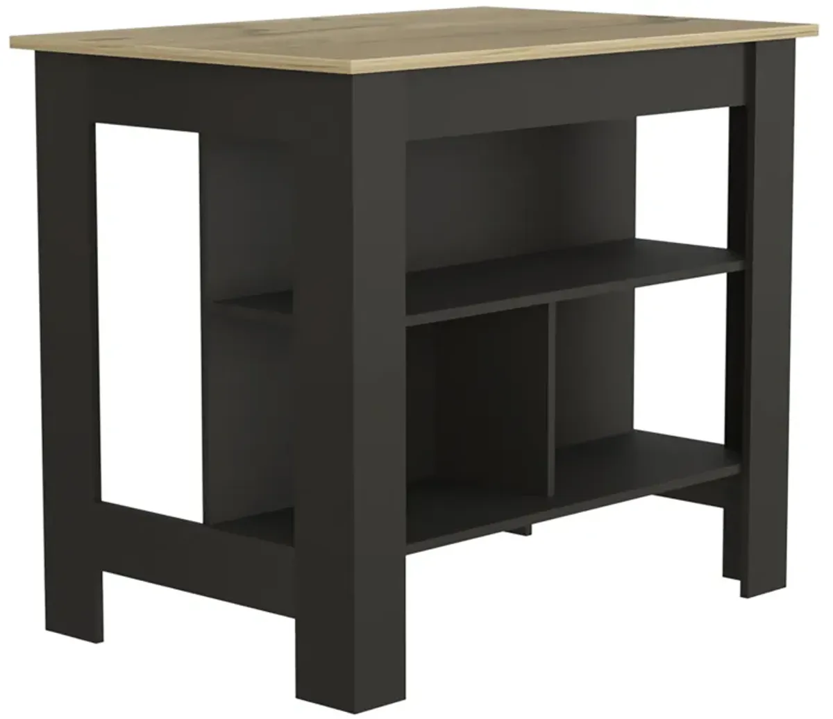 Kitchen Island Dozza, Kitchen, Black / Light Oak