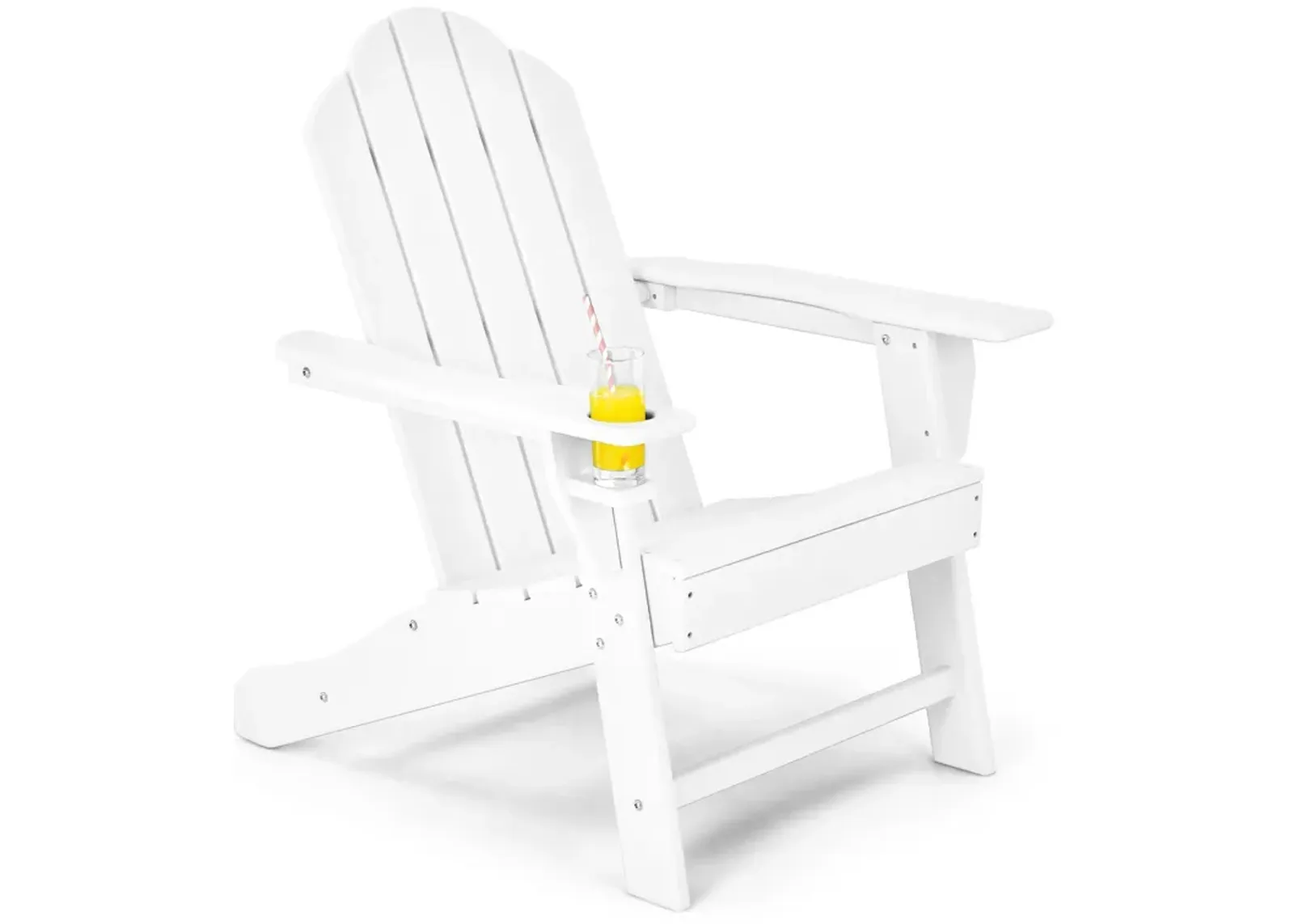 Outdoor Adirondack Chair with Built-in Cup Holder for Backyard Porch