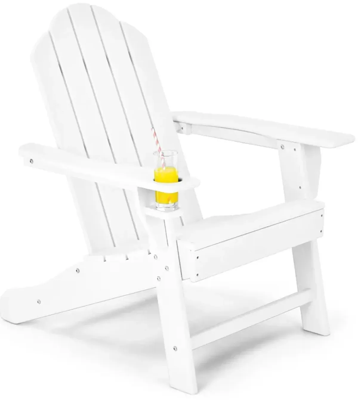 Outdoor Adirondack Chair with Built-in Cup Holder for Backyard Porch