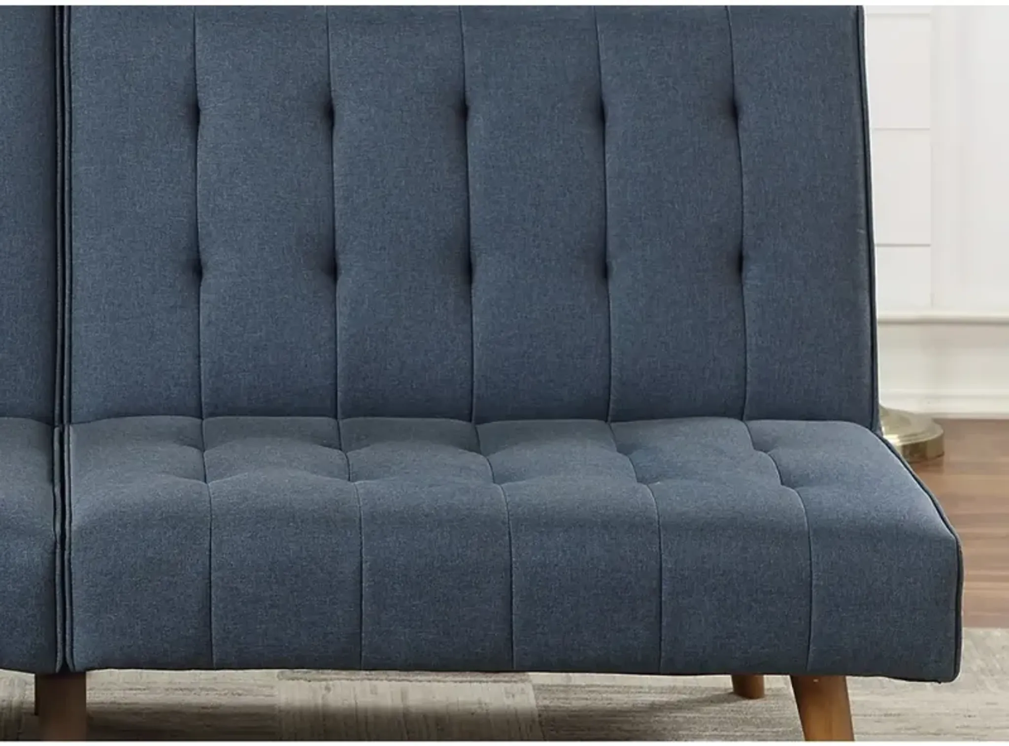 Navy Color Modern Convertible Sofa 1pc Set Couch Polyfiber Plush Tufted ...