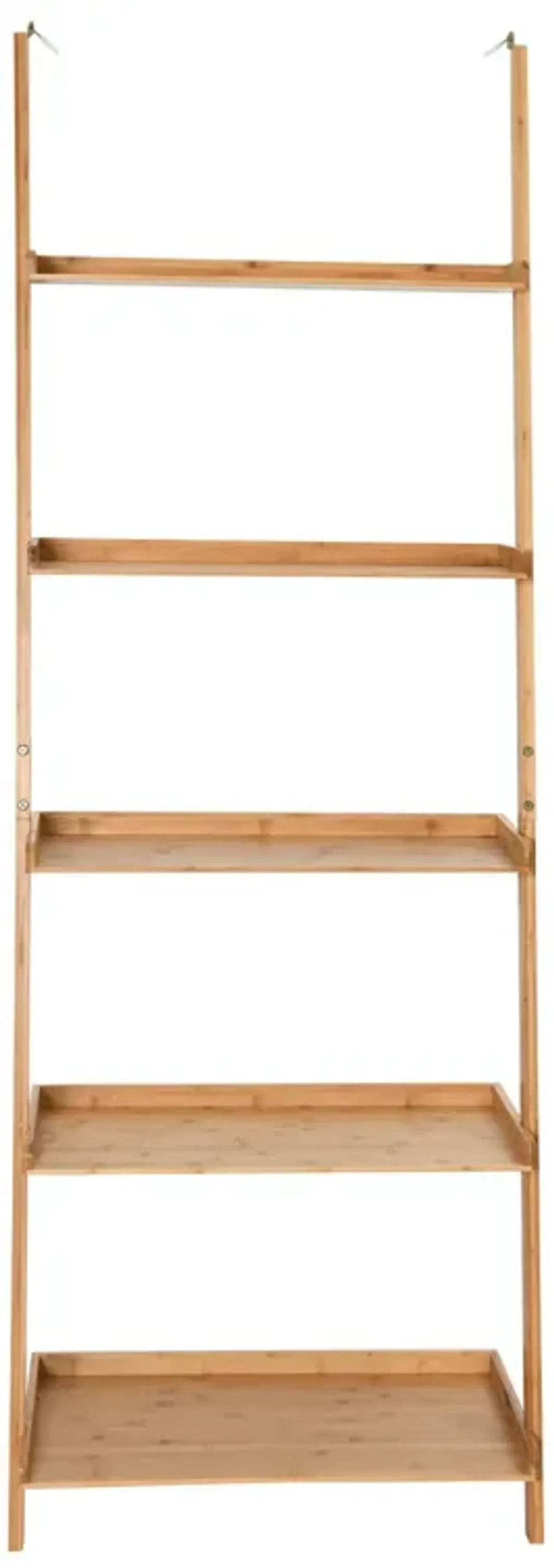 5-Tier Ladder Shelf Bamboo Bookshelf Wall-Leaning Storage Display Plant Stand-Natural