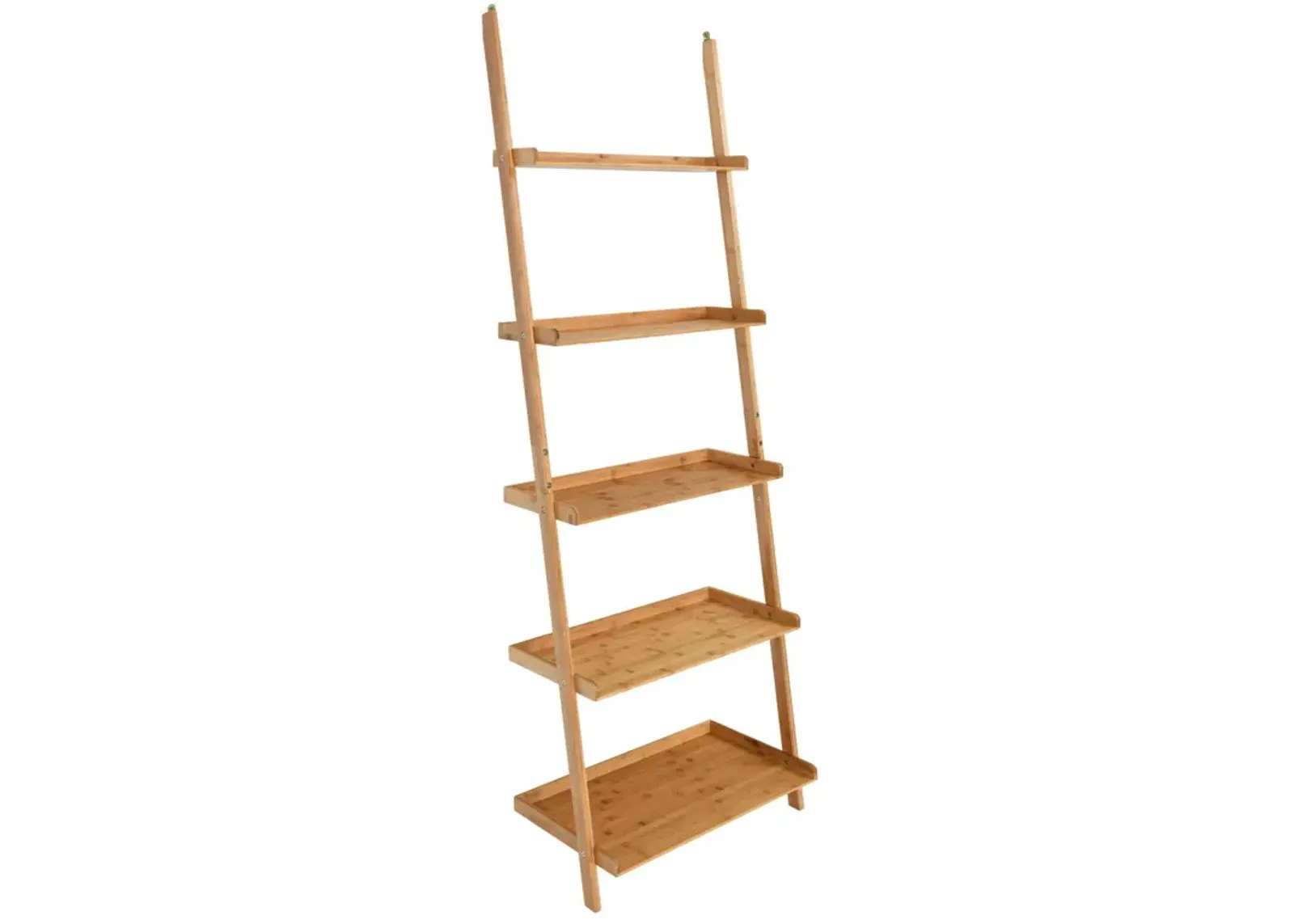 5-Tier Ladder Shelf Bamboo Bookshelf Wall-Leaning Storage Display Plant Stand-Natural