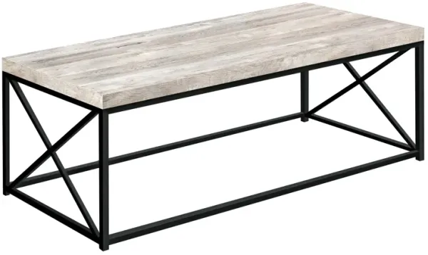 Monarch Specialties I 3418 Coffee Table, Accent, Cocktail, Rectangular, Living Room, 44"L, Metal, Laminate, Beige, Black, Contemporary, Modern