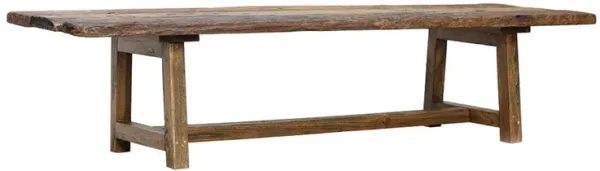 87 Inch Wood Coffee Table, Rectangular Top, Trestle Legs, Brown - Benzara