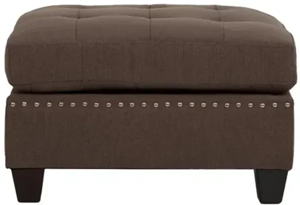 Streamdale Black Tufted Ottoman with Nailhead Trim