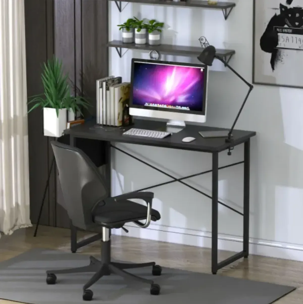 Modern Computer Desk Study Writing Table with Storage Bag for Home and Office