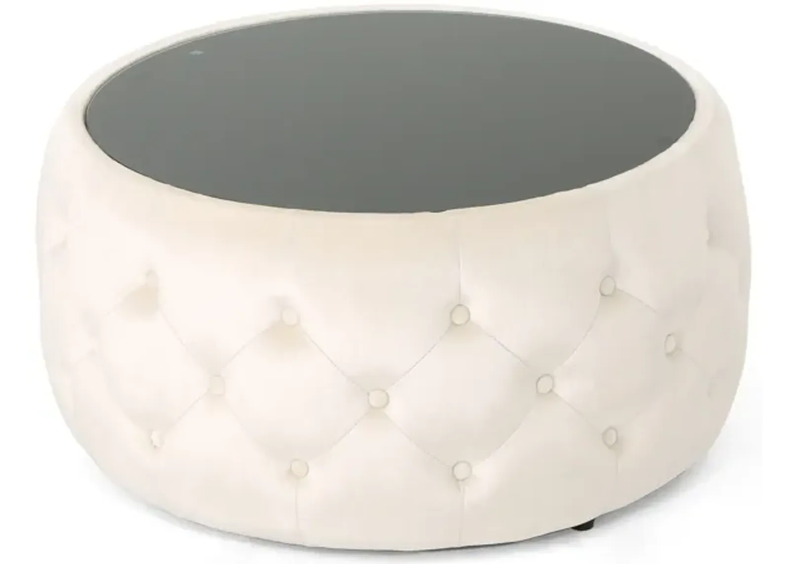 Merax Round Ottoman with Glass Top