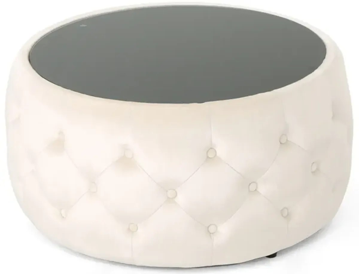 Merax Round Ottoman with Glass Top