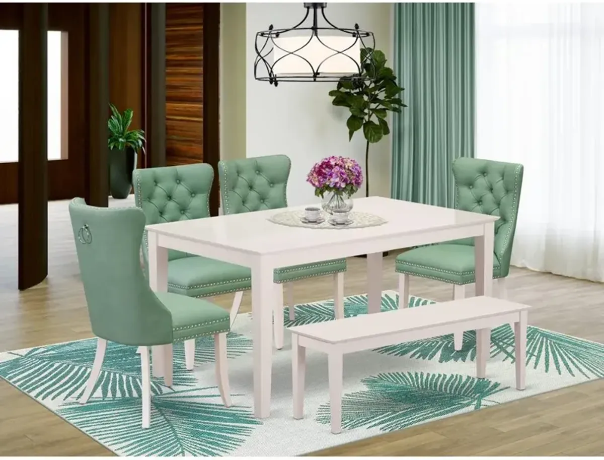 East West Furniture 6 Piece Dining Room Set Contains a Rectangle Dining Table