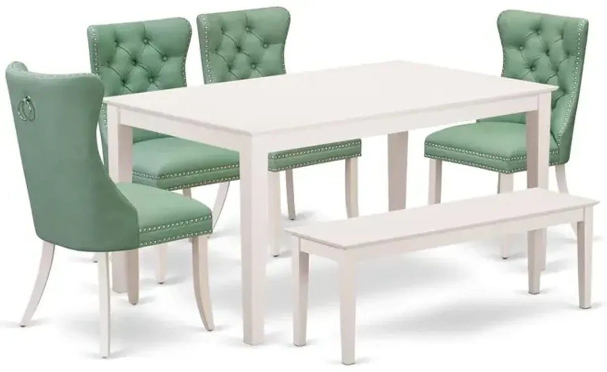 East West Furniture 6 Piece Dining Room Set Contains a Rectangle Dining Table