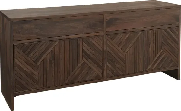 Fevano Four Door Two Drawer Solid Wood Sideboard in Smoked Brown