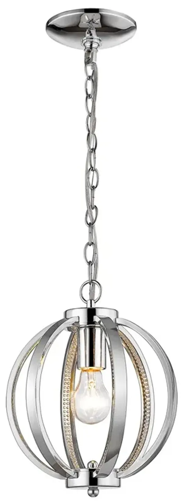 Hivvago Nevaeh 1-Light Chrome Globe Pendant With Crystal Accents