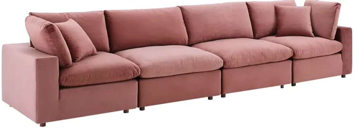 Commix Down Filled Overstuffed Performance Velvet 4-Seater Sofa