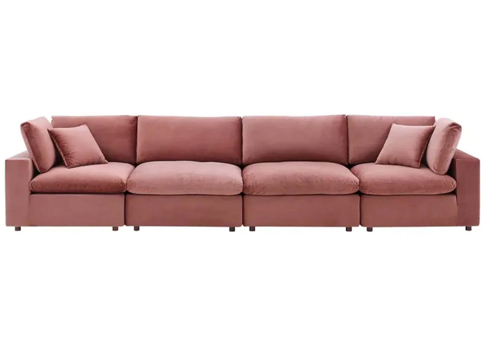 Commix Down Filled Overstuffed Performance Velvet 4-Seater Sofa