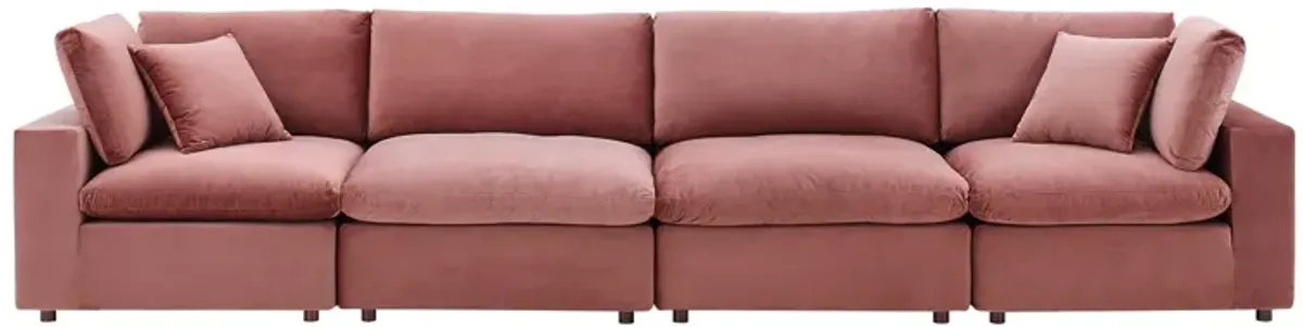 Commix Down Filled Overstuffed Performance Velvet 4-Seater Sofa