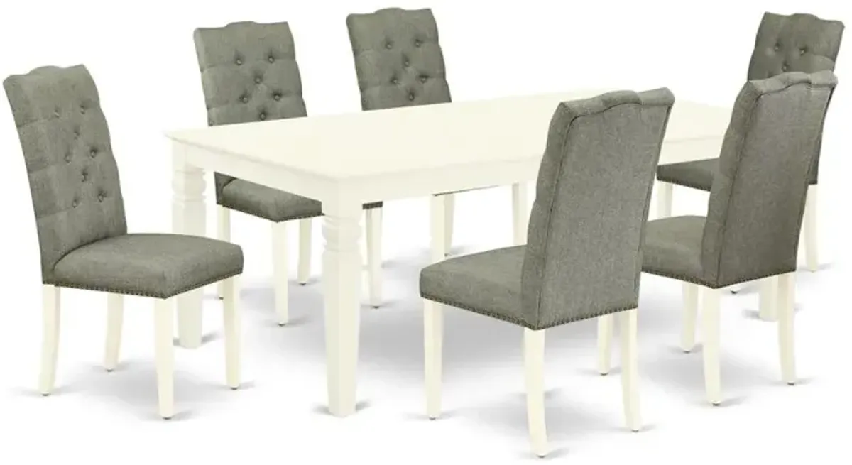 Dining Room Set Linen White, WEEL7-WHI-07