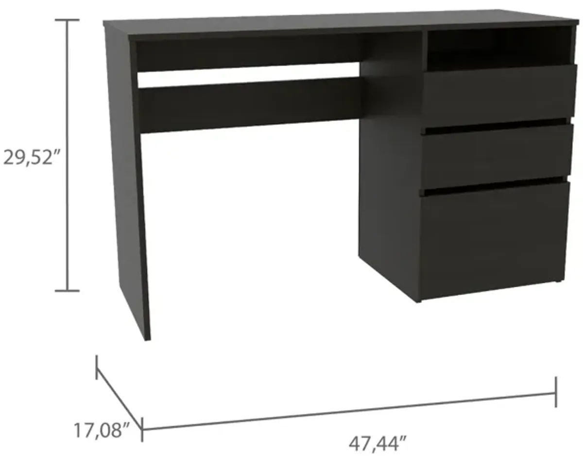 Dublin Three Drawer Computer Desk, One Shelf