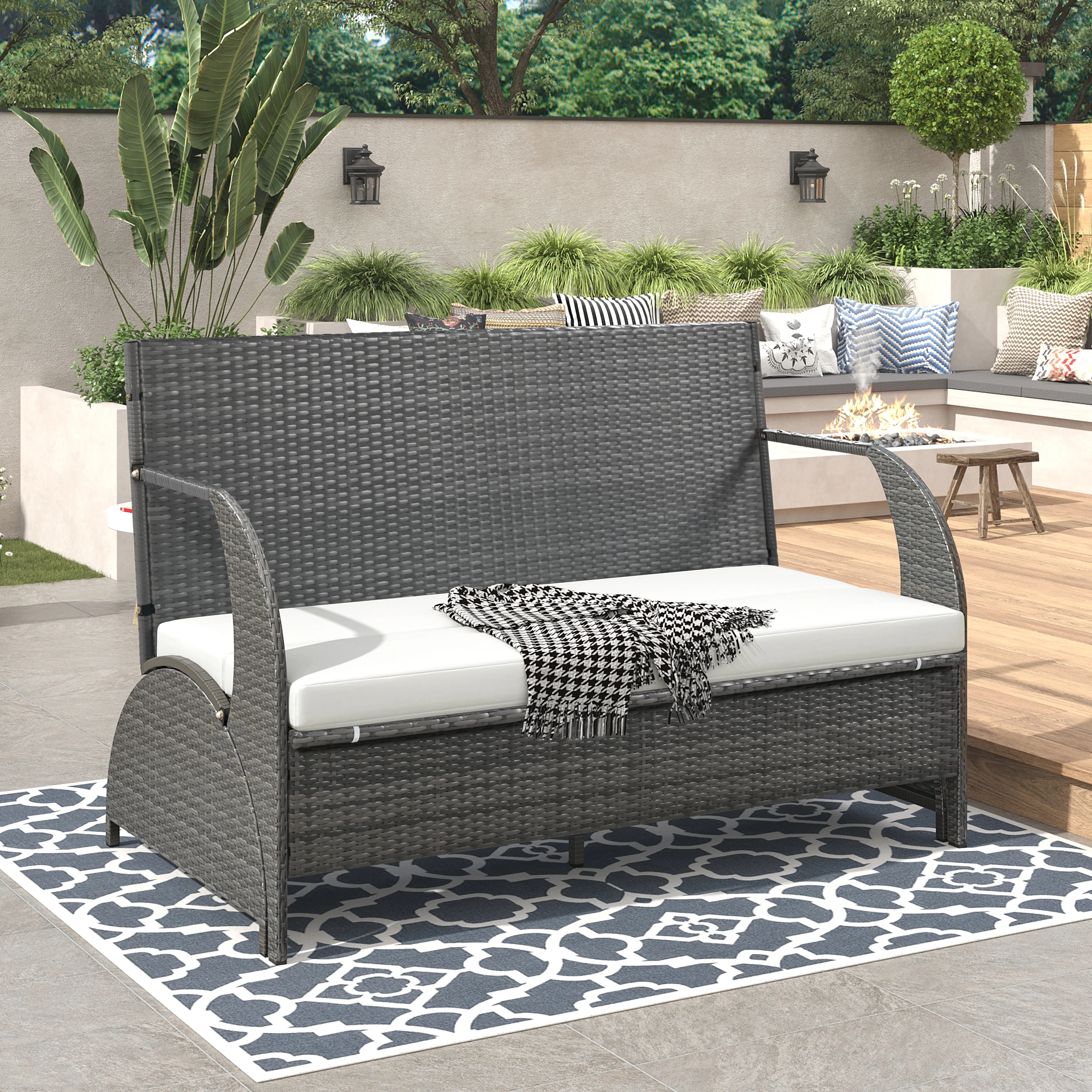 Merax Multi-functional  Outdoor Loveseat Rattan Set