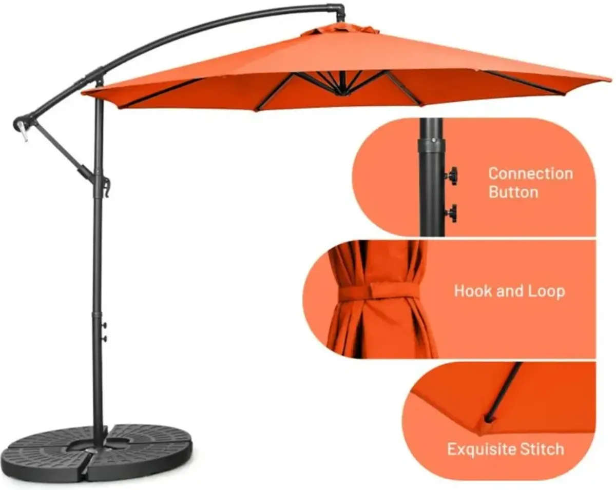 Hivvago 10 Feet Offset Umbrella with 8 Ribs Cantilever and Cross Base