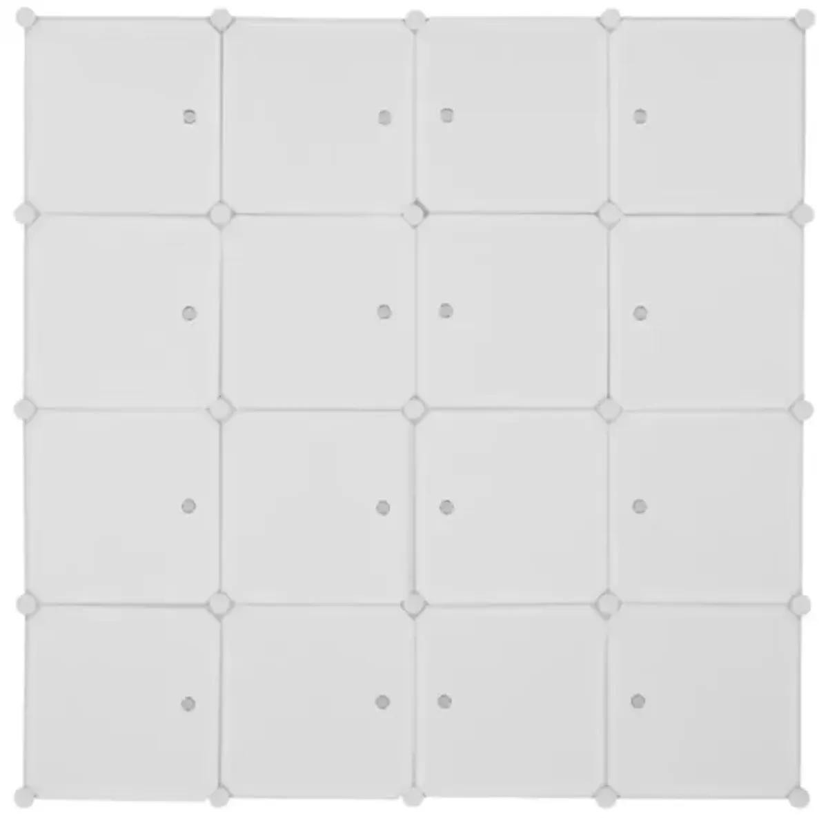 16-Cube Modular Wardrobe, 4-Layer Plastic & Steel Storage Organizer with 3 Hanging Rods