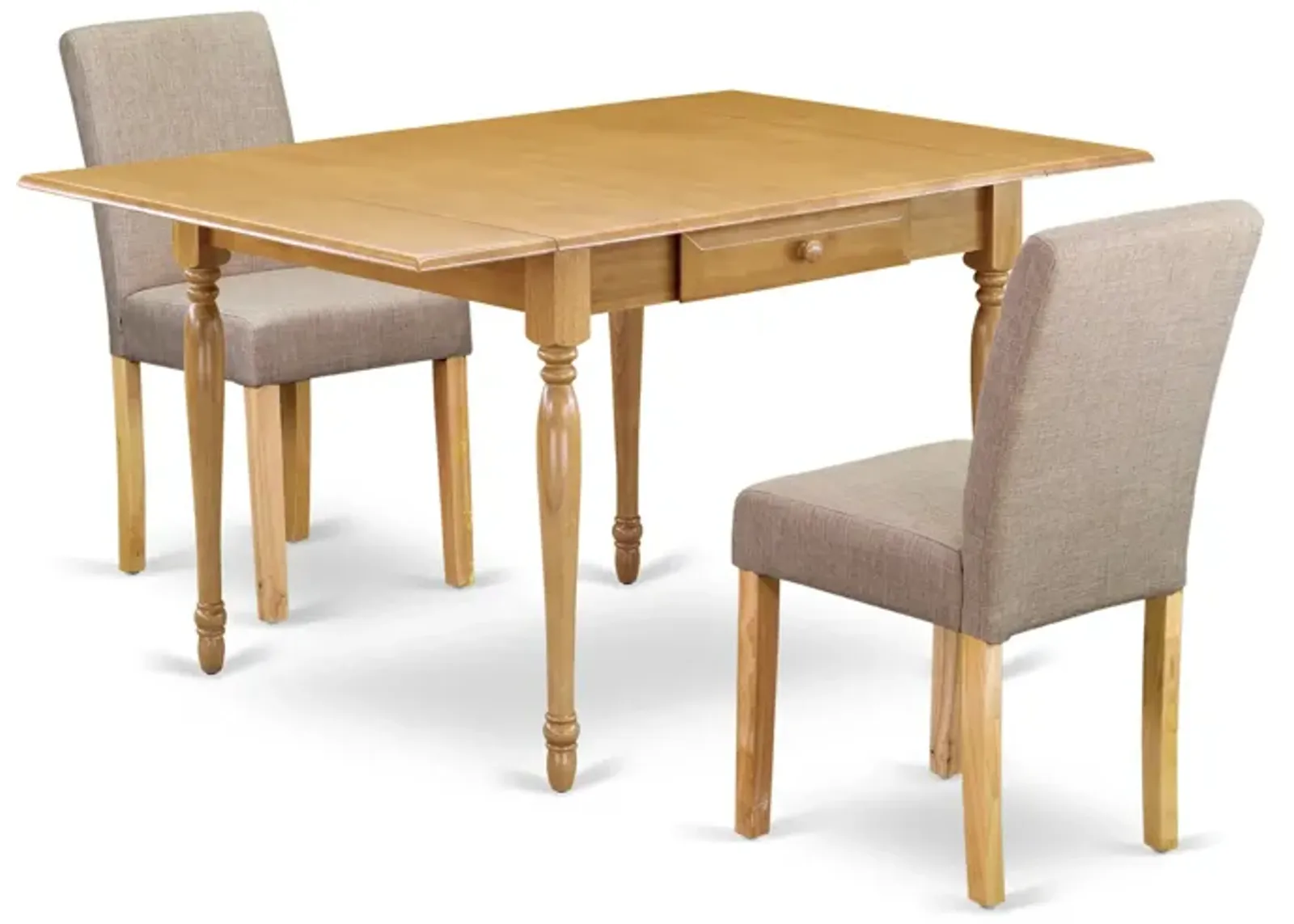 East West Furniture 1MZAB3-OAK-04 3Pc Dining Table Set - Rectangular Table and 2 Parson Chairs - Oak Color