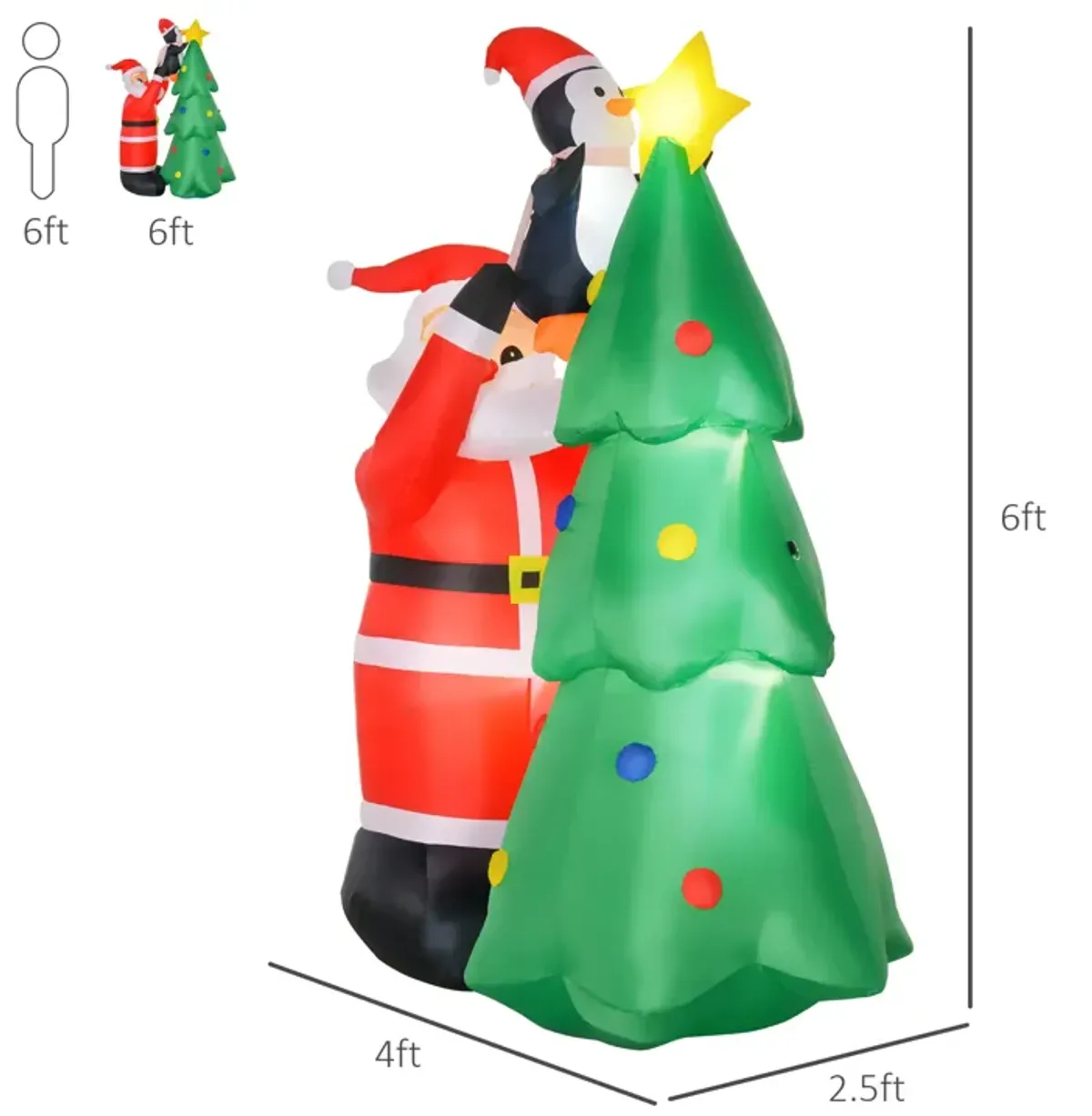 6' Outdoor Inflatable Garden Xmas Santa Claus Decoration w/ Tree & LED Lights