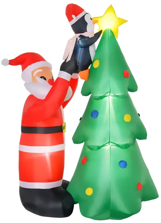 6' Outdoor Inflatable Garden Xmas Santa Claus Decoration w/ Tree & LED Lights