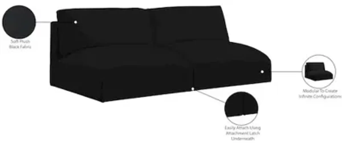 Meridian Furniture Ease Black Polyester Fabric Modular Sofa