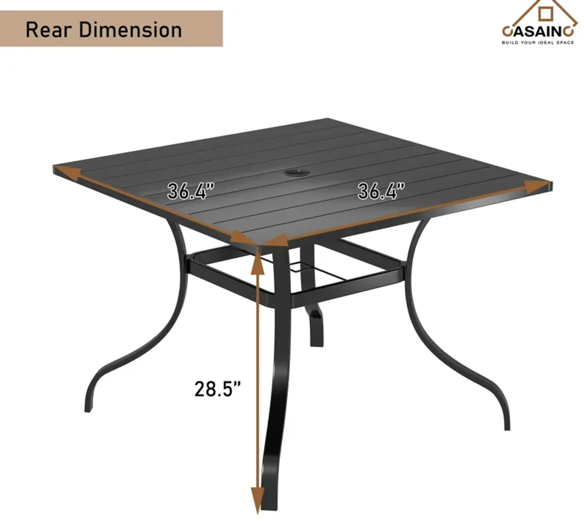 Square Outdoor Dining Table 40-in W x 40-in L with Umbrella Hole