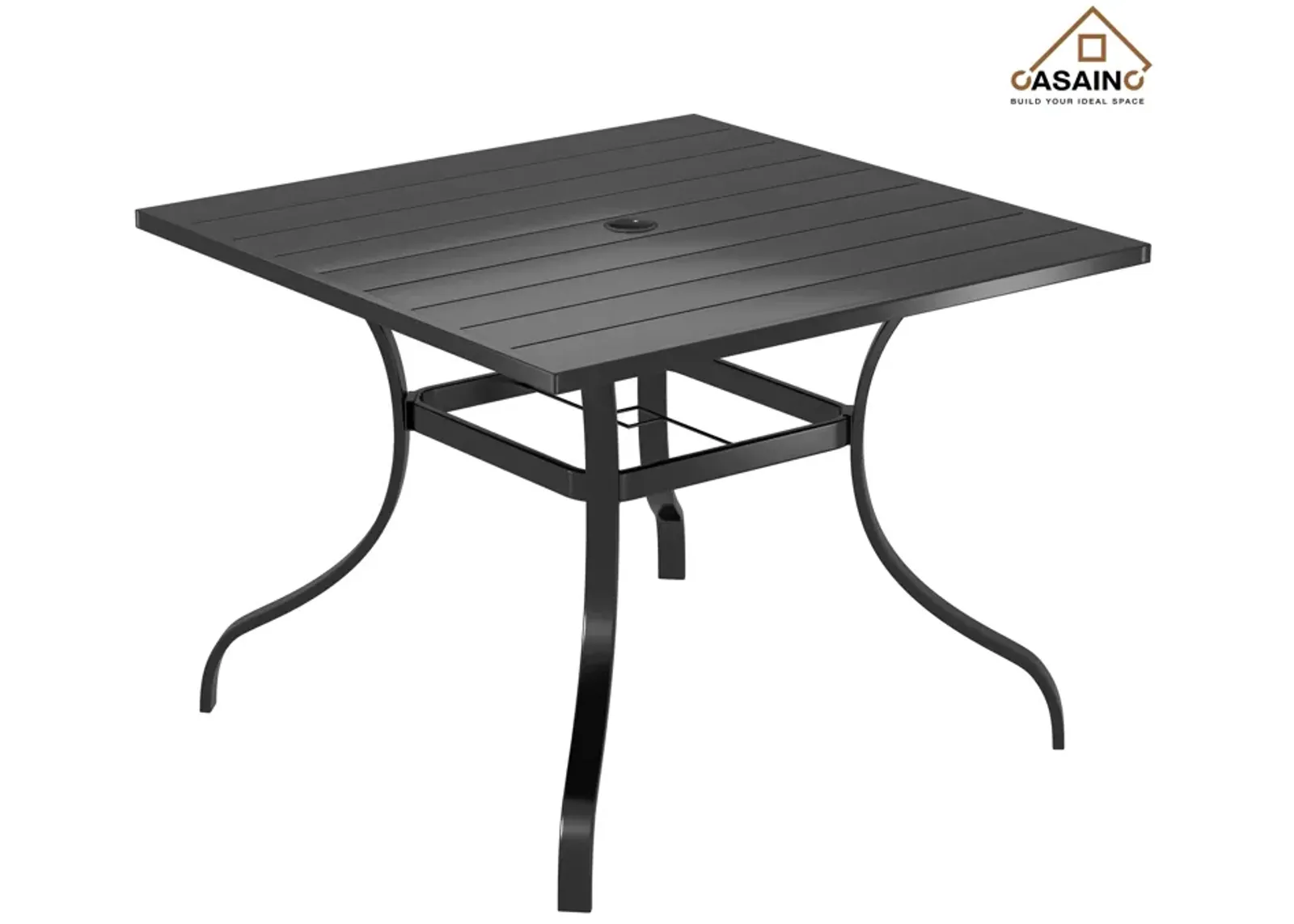 Square Outdoor Dining Table 40-in W x 40-in L with Umbrella Hole